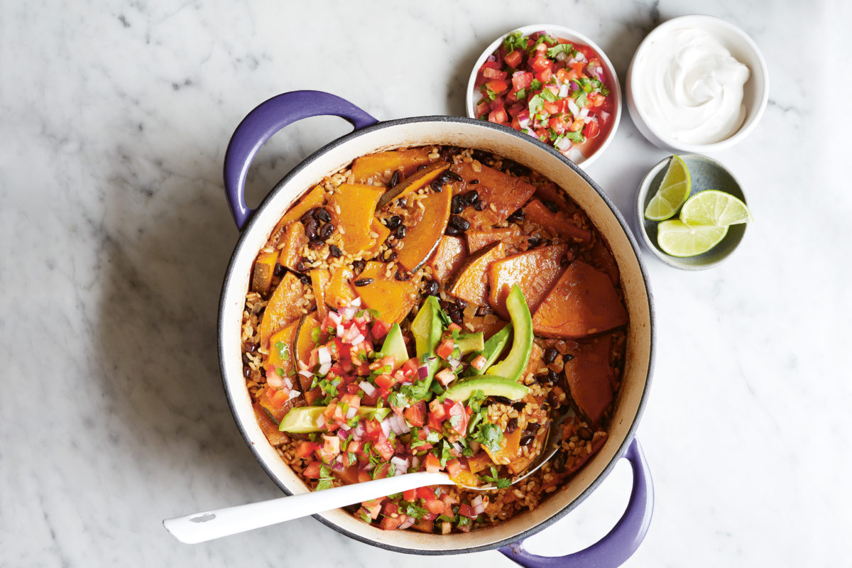 Pumpkin & Black Bean Baked Rice Bowl