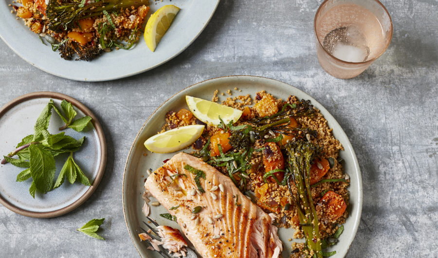 Salmon With Harissa Vegetable Couscous