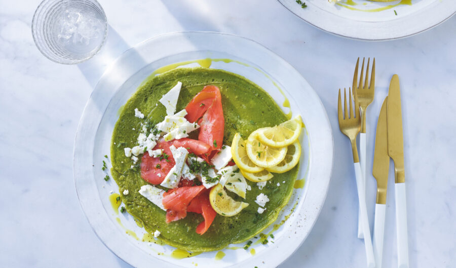 Chickpea, Spinach & Smoked Salmon Pancakes