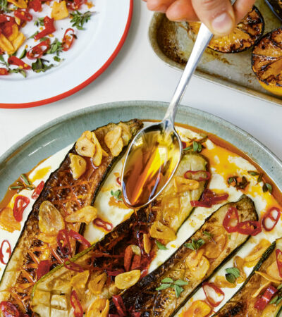 Courgettes, Whipped Feta & Crispy Chilli Oil