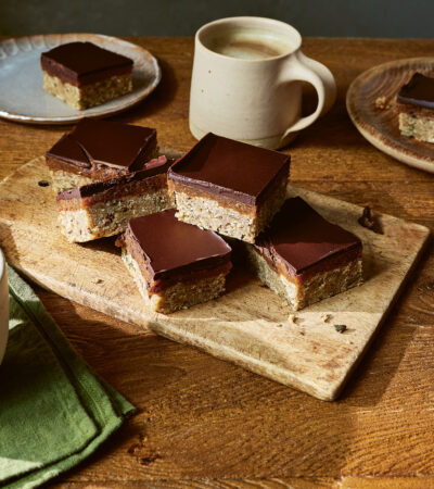 Tahini Flapjack, Date Caramel and Dark Chocolate Millionaires
